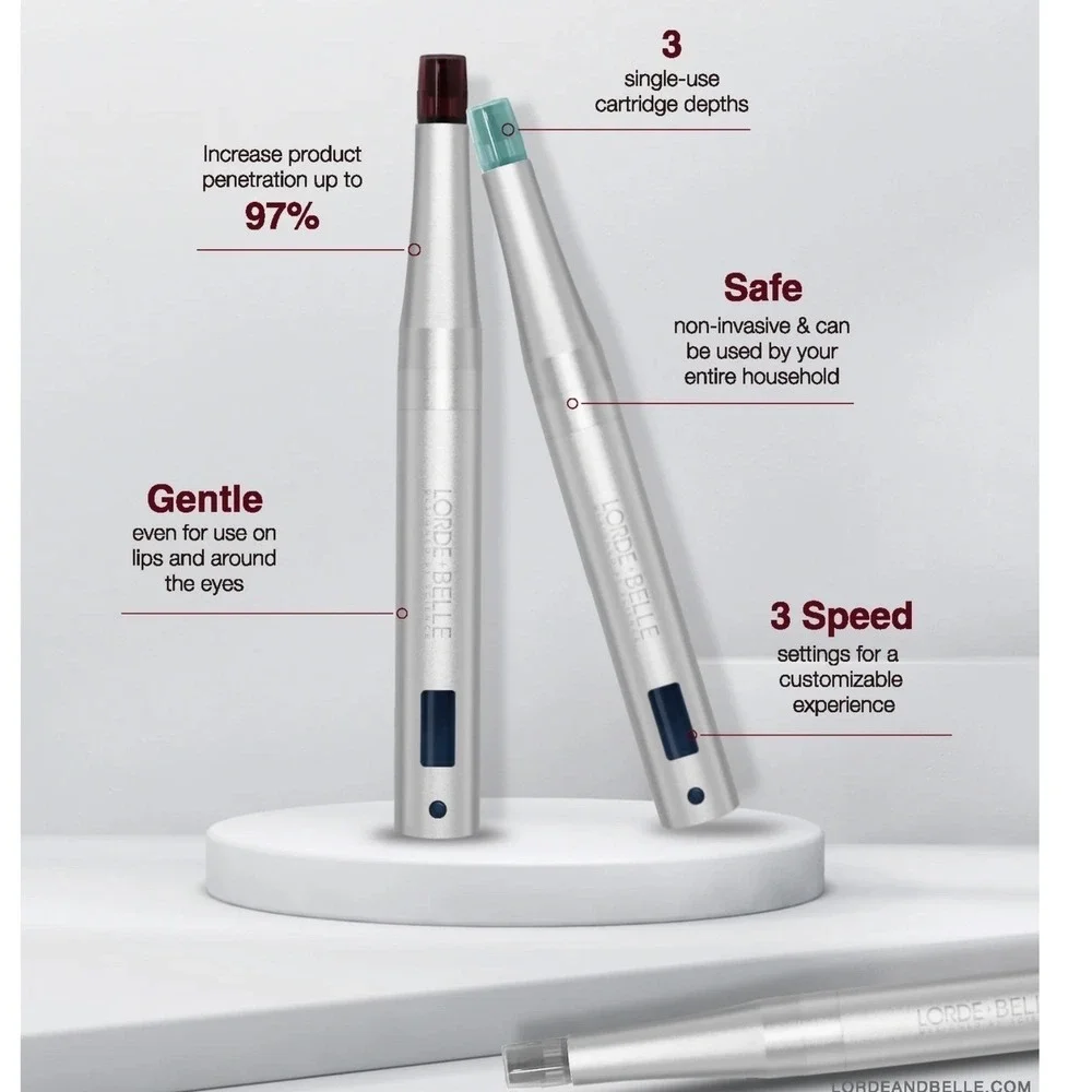 Lorde + Belle RegenPen Nano-Channeling Skincare Tool New In Box Silver 3 Speed
